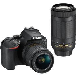 Nikon D5600 24.2 MP SLR - Black - AF-P DX 18-55mm VR and 70-300mm VR Lenses