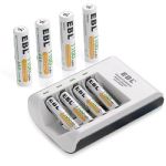 Lithium 4 AA Rechargeable Batteries With AC/DC Charger & 110/240V