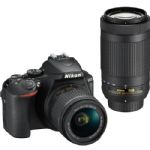 Nikon D5600 24.2 MP SLR - Black - AF-P DX 18-55mm VR and 70-300mm VR Lenses