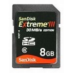 Sandisk 8GB Extreme III SD Secure Digital Card Memory Card